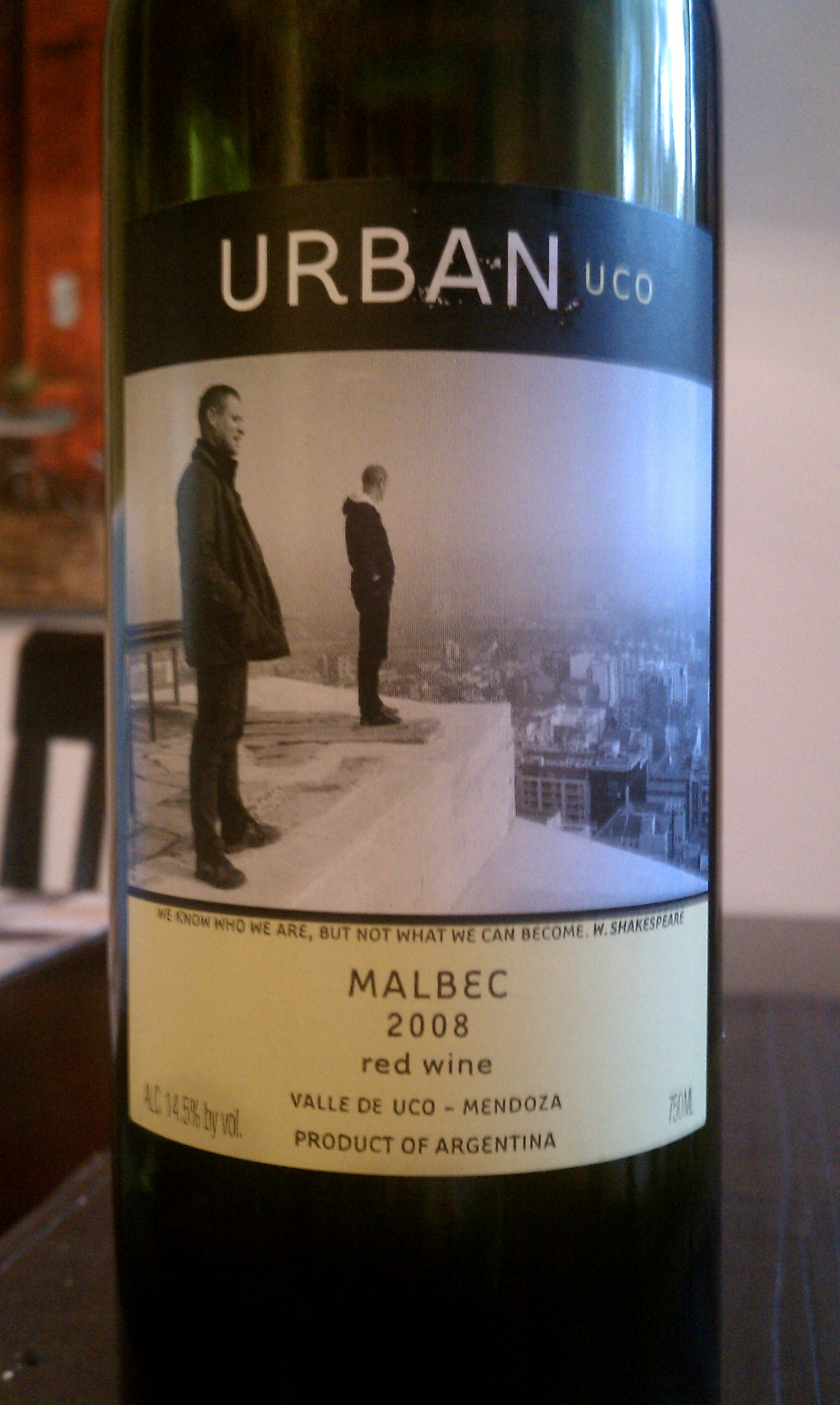 2008 Urban Uco Malbec from Argentina