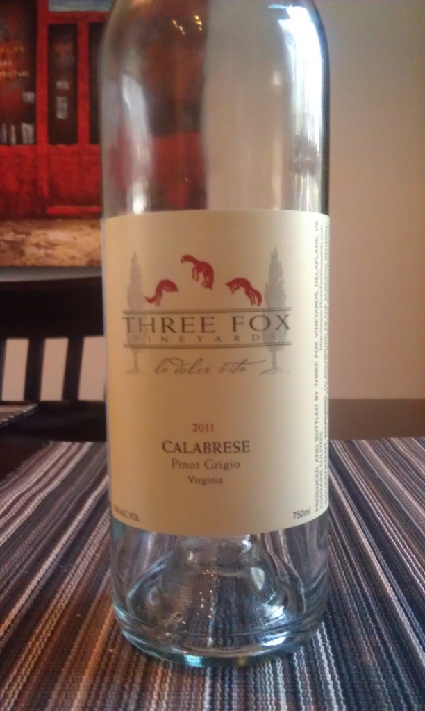 2011 Three Fox Vineyards Calabrese Pinot Grigio 
