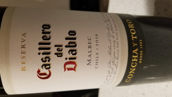 Image of a bottle of 2016 Casillero del Diablo Malbec