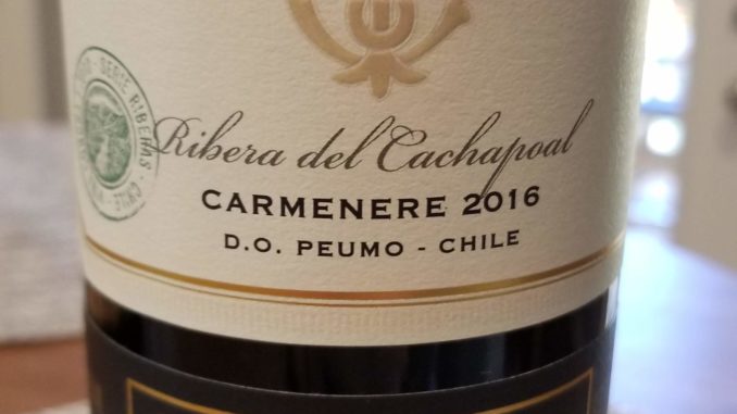 Image of a bottle of 2016 Concha y Toro Gran Reserva Serie Riberas Carmenere