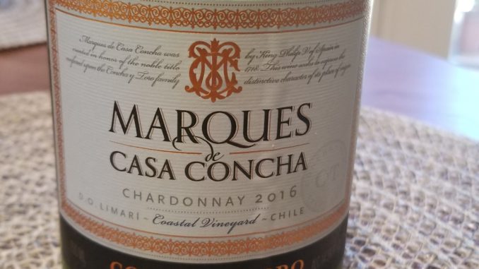 Image of a bottle of 2016 Marques de Casa Concha Chardonnay