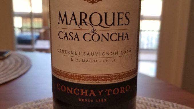 Image of a bottle of 2016 Marques de Casa Concha Cabernet Sauvignon