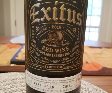 Image of a bottle of 2016 Exitus Red Wine