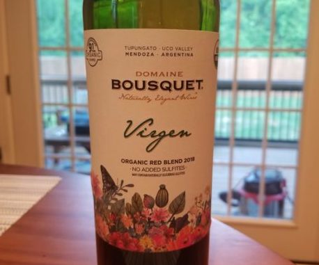 Image of a bottle of 2018 Domaine Bousquet Virgen Organic Red Blend