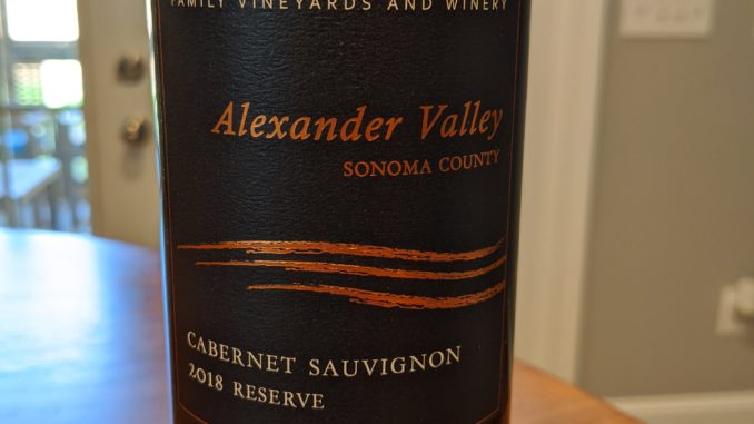 Image of a bottle of 2018 River Road Reserve Cabernet Sauvignon
