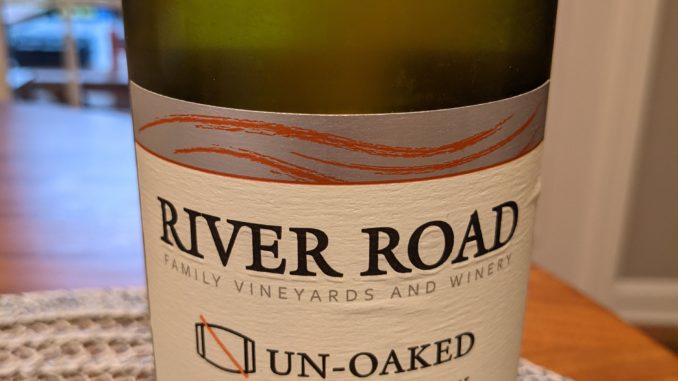 Image of a bottle of 2020 River Road Un-Oaked Chardonnay