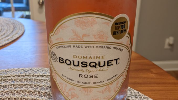 Image of a bottle of Domaine Bousquet Charmat Brut Rose'