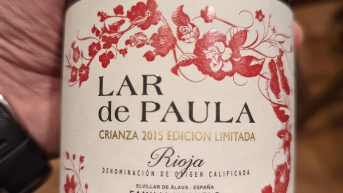 PXL_20220222_231543125 Image of a bottle of 2015 Lar de Paula Rioja