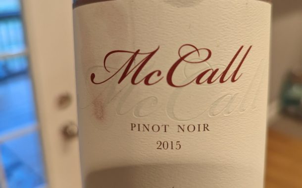 Image of a bottle of 2015 McCall Pinot Noir from the North Fork of Long Island, New York